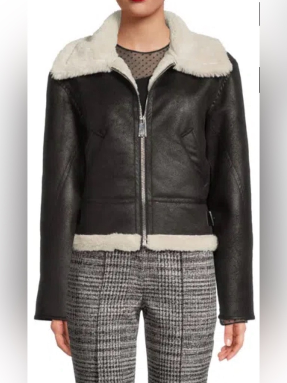Jason Wu Faux Shearling Faux Leather Aviator Jacket S NWOT